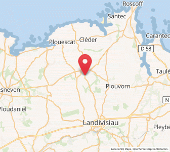Map of Plouzévédé, Brittany