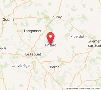 Map of Priziac, Brittany