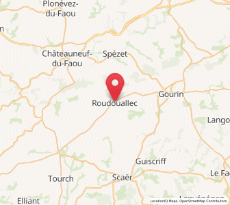 Map of Roudouallec, Brittany