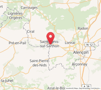 Map of Saint-Denis-sur-Sarthon, Normandy