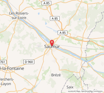 Map of Saumur, Pays de la Loire