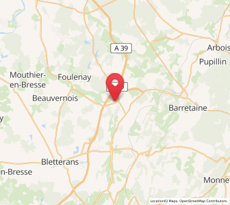 Map of Sellières, Bourgogne-Franche-Comté