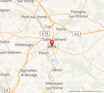 Map of Sens, Bourgogne-Franche-Comté