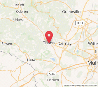 Map of Thann, Grand Est