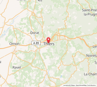 Map of Thiers, Auvergne-Rhône-Alpes