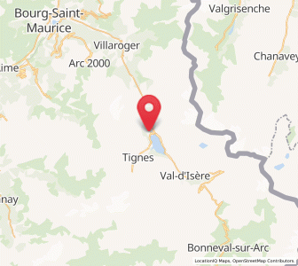 Map of Tignes, Auvergne-Rhône-Alpes