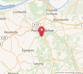 Map of Tourville-sur-Pont-Audemer, Normandy