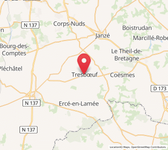 Map of Tresboeuf, Brittany