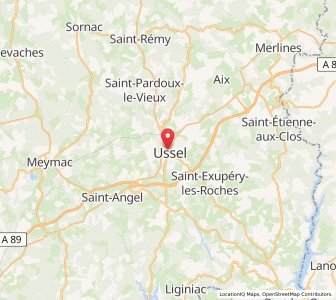 Map of Ussel, Nouvelle-Aquitaine
