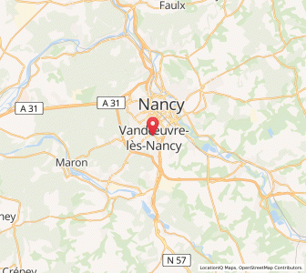 Map of Vandœuvre-lès-Nancy, Grand Est