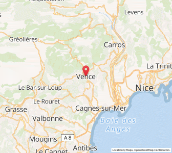 Map of Vence, Provence-Alpes-Côte d'Azur