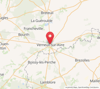 Map of Verneuil-sur-Avre, Normandy
