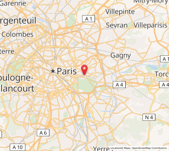 Map of Vincennes, Île-de-France