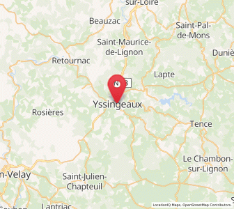 Map of Yssingeaux, Auvergne-Rhône-Alpes