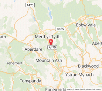 Map of Abercanaid, WalesWales