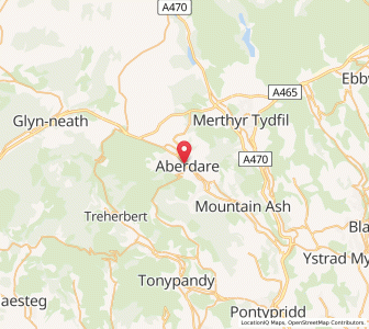 Map of Aberdare, WalesWales