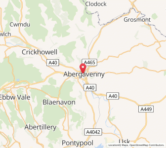 Map of Abergavenny, WalesWales