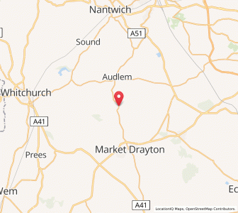 Map of Adderley, EnglandEngland