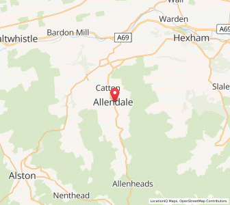Map of Allendale Town, EnglandEngland