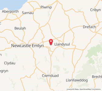 Map of Bangor Teifi, WalesWales