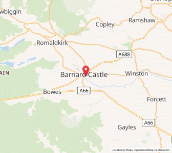 Map of Barnard Castle, EnglandEngland