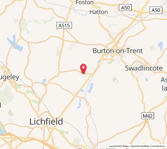 Map of Barton under Needwood, EnglandEngland