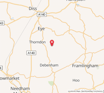 Map of Bedingfield, EnglandEngland
