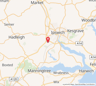 Map of Belstead, EnglandEngland