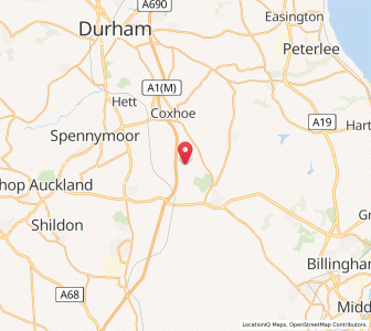 Map of Bishop Middleham, EnglandEngland