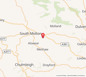 Map of Bishops Nympton, EnglandEngland