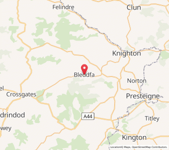 Map of Bleddfa, WalesWales