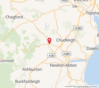 Map of Bovey Tracey, EnglandEngland