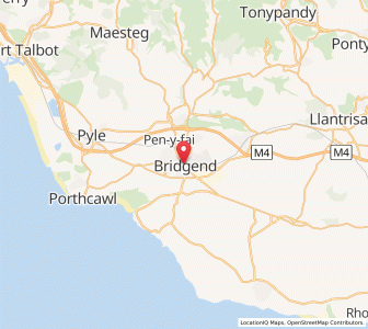Map of Bridgend, WalesWales