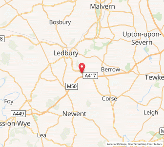 Map of Bromsberrow, EnglandEngland