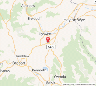 Map of Bronllys, WalesWales