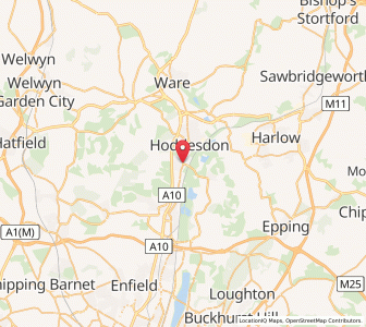 Map of Broxbourne, EnglandEngland