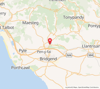 Map of Bryncethin, WalesWales