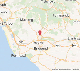 Map of Brynmenyn, WalesWales