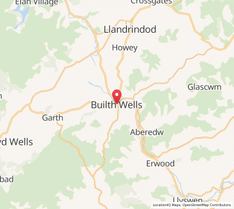 Map of Builth Wells, WalesWales