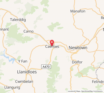 Map of Caersws, WalesWales