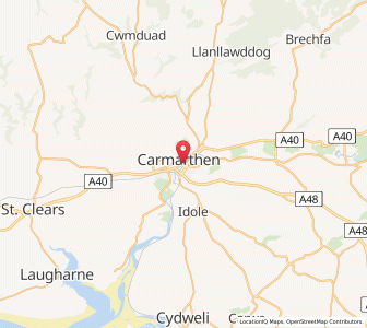 Map of Carmarthen, WalesWales