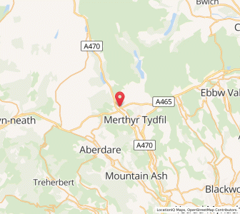 Map of Cefn-coed-y-cymmer, WalesWales
