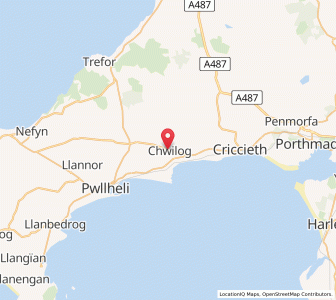 Map of Chwilog, WalesWales
