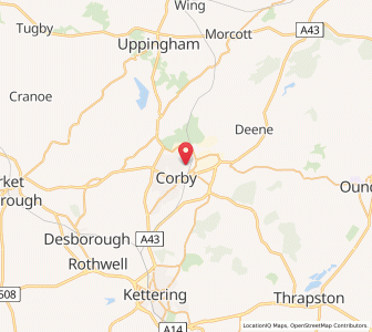 Map of Corby, EnglandEngland