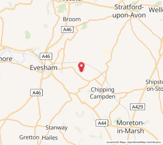 Map of Cow Honeybourne, EnglandEngland