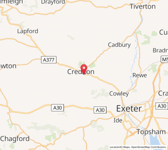 Map of Crediton, EnglandEngland