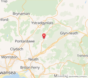 Map of Crynant, WalesWales