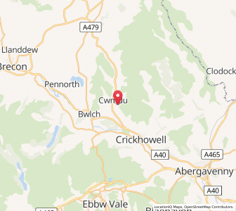 Map of Cwm-du, WalesWales