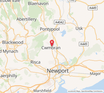 Map of Cwmbran, WalesWales