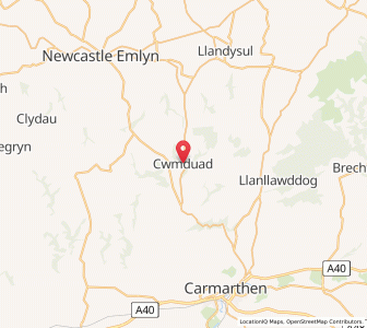 Map of Cwmduad, WalesWales
